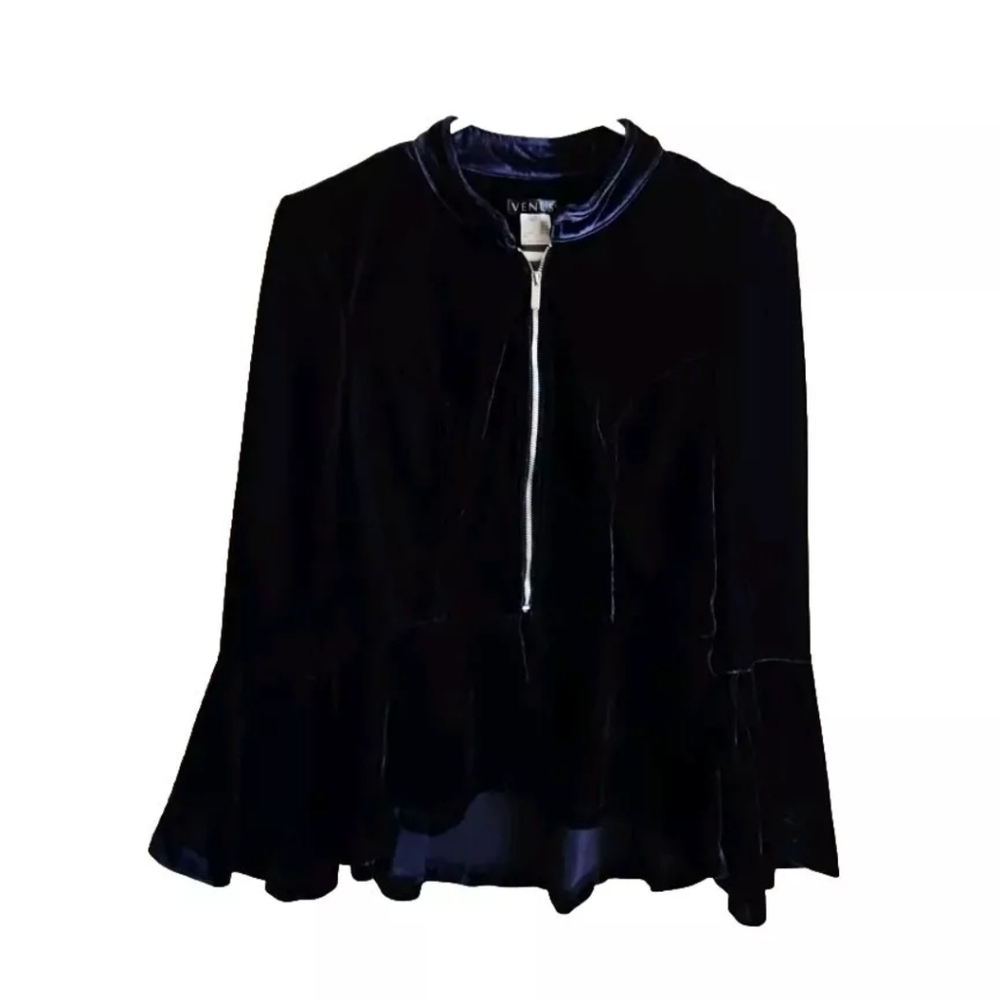 VENUS blue stretch velvet jacket S